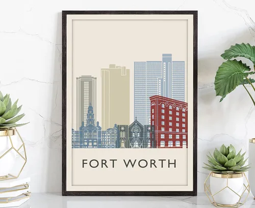 Miniatura 39 de Póster de ilustración de Albuquerque, póster de horizonte de Albuquerque, impresión de paisaje urbano y monumento, ilustración de arte de pared