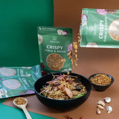 Miniatura 7 de Homtiem Ajo Crujiente y Cebolla: Condimento Versátil de Sichuan 3.5 Oz., 100% Natural, Sin OMG, Vegano y Sin Gluten, Listo para Usar, Apto