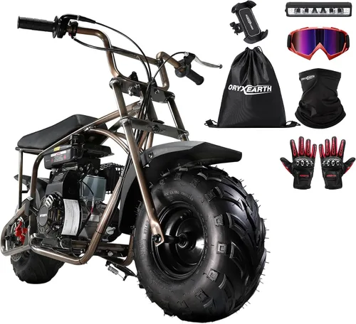 Miniatura 9 de Oryxearth Mini bicicleta de tierra todoterreno de 105cc de 4 tiempos, 28mph, a gasolina con transmisión automática y arranque de tirón para adultos