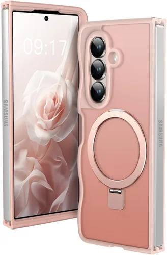 Miniatura 18 de Soporte magnético y marco ondulado: funda para Samsung Galaxy Z Fold 6 [compatible con MagSafe] [protección militar contra caídas] no amarillenta
