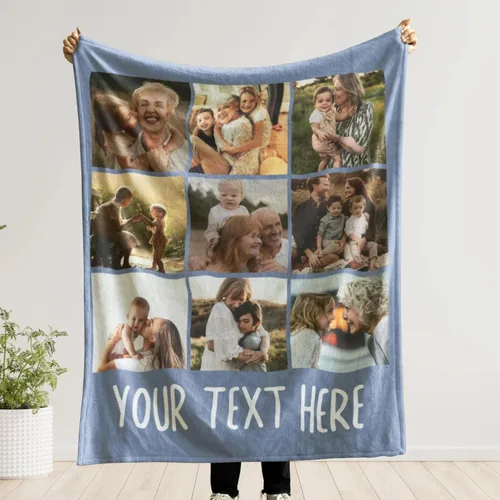 Miniatura 2 de UrbanNEST Mantas personalizadas para abuela de nietos, manta de abuela con nombres de nietos, manta de fotos para el día de la madre, regalos
