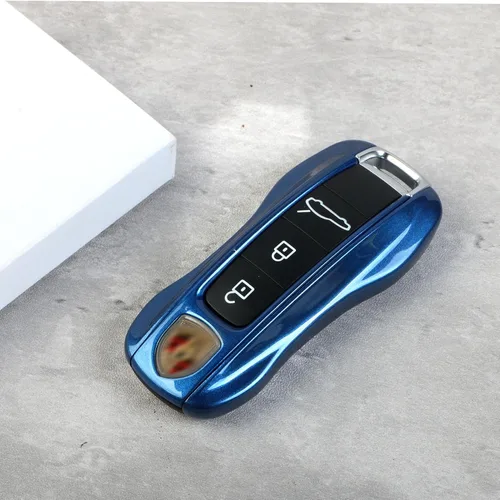 Miniatura 7 de Jaronx 2 fundas para llavero color azul brillante compatibles con Cayenne Panamera 2018-2024/911 Carrera 2020-2024/Taycan 2020-2024, fundas