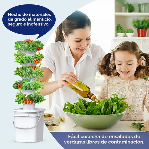 Miniatura 4 de SJZX - Kit de sistema de cultivo hidropónico, torre hidropónica de 5 capas, 30 agujeros de plantación, sistema de jardinería vertical que ahorra
