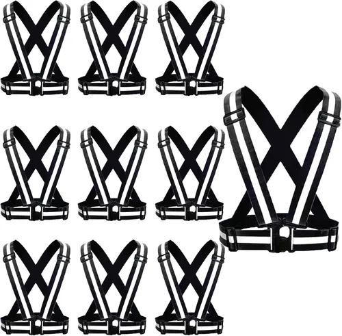 Miniatura 11 de Chaleco de seguridad reflectante, 2 piezas, chaleco de alta visibilidad, correas ajustables para correr, ciclismo, caminar y montar al aire libre