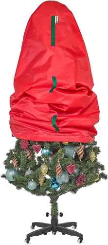 Bolsa de almacenamiento vertical para árbol de Navidad - Se adapta a árboles artificiales de 7 pies y árboles topiarios de Navidad, cubierta Rojo