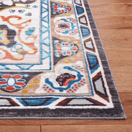 Miniatura 7 de SAFAVIEH Riviera Collection - Alfombra lavable de 2 pies 2 pulgadas x 9 pies, beige y carbón, antideslizante y fácil de limpiar, ideal para sala
