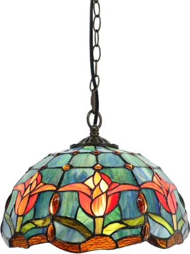 Miniatura 6 de Tiffany - Lámpara colgante con enchufe, lámpara colgante de vitrales de 12 pulgadas, cadena de 39 pulgadas, cable de 15 pies para sala de estar