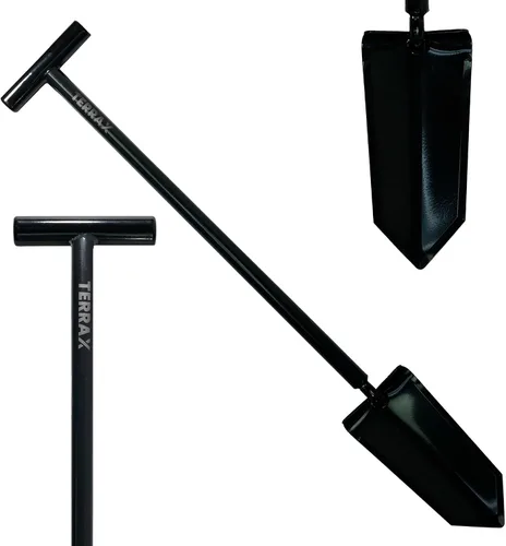Miniatura 6 de TerraX Master Digger - Pala con mango en T de raíz/césped de 34 pulgadas y excavadora de mano de doble dentada con funda para cinturón, paisajismo