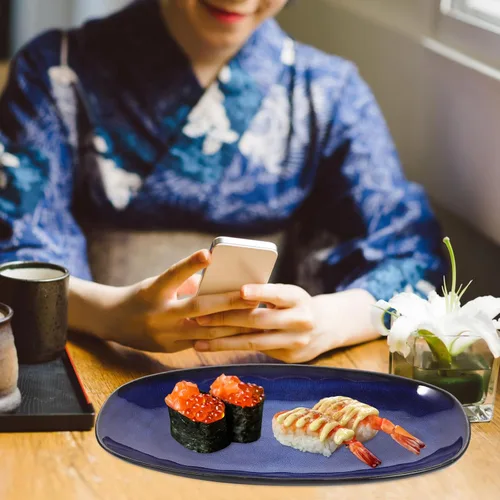 Miniatura 8 de Cabilock Platos de cerámica para sushi, platos de cerámica para sushi, estilo japonés, ovalados, platos de porcelana para servir charcutería