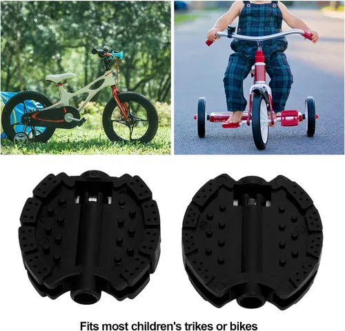 Miniatura 2 de Alomejor Pedales de bicicleta para niños, pedales de triciclo para niños, cochecito de bebé, rueda delantera, accesorios de pedal (negro)