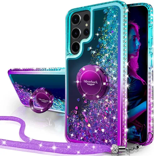Silverback Funda protectora delgada para Samsung Galaxy S22 Ultra para Samsung Galaxy S22 Ultra 5G, con purpurina holográfica líquida en movimiento,