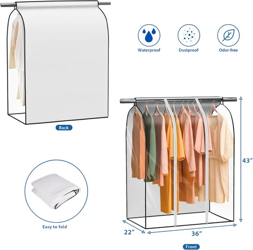 Miniatura 4 de Zilink Bolsas de ropa transparentes colgantes de 43 pulgadas para almacenamiento de ropa, extra grande, bolsa de almacenamiento de ropa de invierno