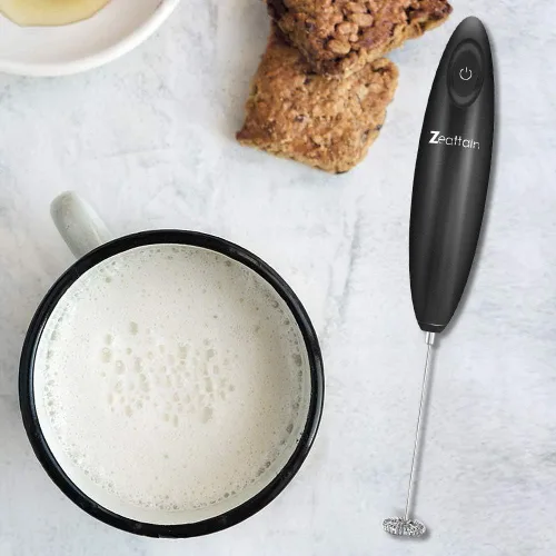 Miniatura 2 de Batidora de mano con espumador de leche, batidor eléctrico con pilas para capuchino, café con leche, café, matcha y más, color negro