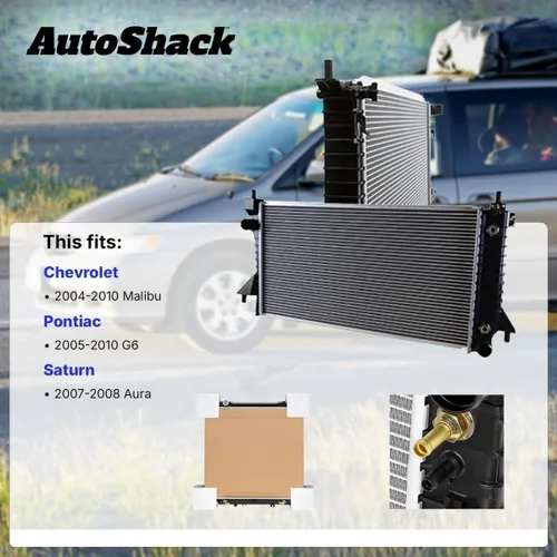 Miniatura 2 de Autoshack - Radiador compatible con Chevrolet, Pontiac y Saturn, Malibu 2004-2010 G6 2005-2010 Aura 2007-2008, L4 2.2L 2.4L V6 3.5L 3.6L 3.9L