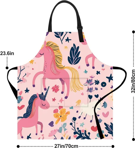 Miniatura 3 de Delantal de cocina para el hogar, cocina, horneado, jardinería, para mujeres y hombres, con bolsillos, delantal impermeable, 32 x 28 pulgadas