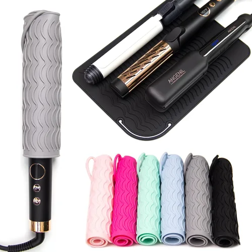 Miniatura 4 de ANGENIL Alfombrilla de Silicona Grande Resistente al Calor Manga Almohadilla para Alisador de Cabello Rizadores Herramientas de Peinado, Alfombrilla