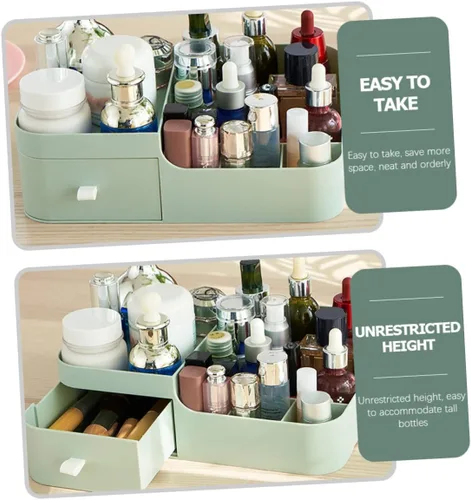 Miniatura 9 de minkissy Caja de almacenamiento de escritorio para el cuidado de la piel, maquillaje, tocador, joyero, organizador de cosméticos, vitrinas