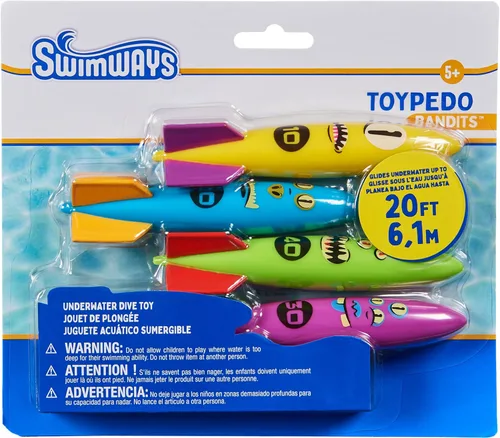 Miniatura 8 de SwimWays Toypedo Bandits - Juguetes de buceo en piscina, paquete de 4 2-Toypedo - Juguetes de buceo (4 unidades)