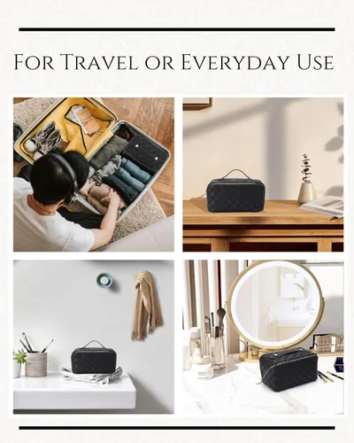 Miniatura 6 de Bolsa de maquillaje de viaje Bolsa de maquillaje de gran capacidad para mujer Neceser portátil con cremallera Organizador de maquillaje