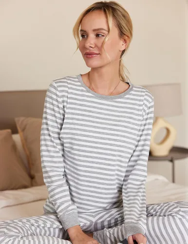 Miniatura 5 de Ekouaer Conjunto de ropa interior térmica de maternidad y lactancia, conjunto de pantalones largos de punto a rayas, capa base superior e inferior