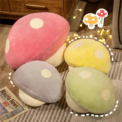 Miniatura 6 de Almohada de felpa 3D con forma de hongo, almohada de suelo, sofá, almohada para decoración del hogar, almohada de regalo (12.5 pulgadas, verde)