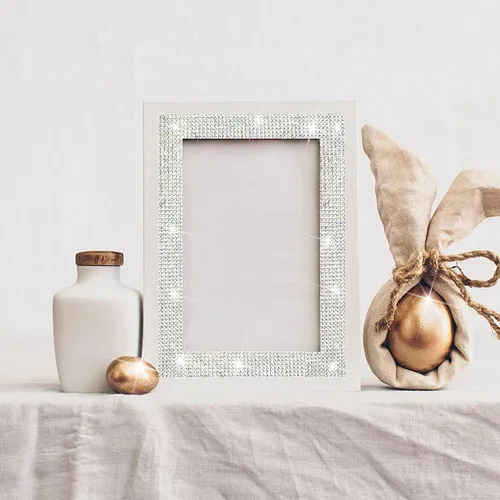 Miniatura 6 de Tiras adhesivas blancas con diamantes de imitación de cristal Cinta de diamantes de imitación Bling pegatina con 2 mm de diamantes de imitación