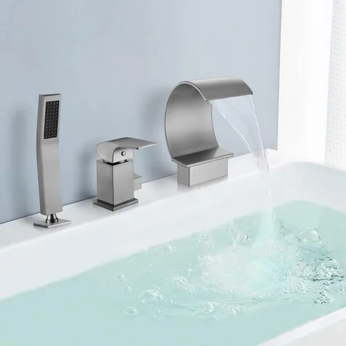Miniatura 3 de Grifo de bañera en cascada con ducha de mano: EVERSTEIN Roman - Juego de grifos de bañera con rociador de mano, filtro de bañera de latón macizo