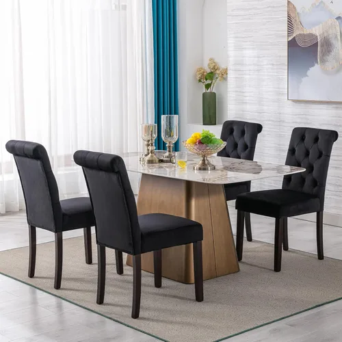 Miniatura 12 de Juego de 2 sillas de comedor tapizadas de piel sintética, sillas Parsons con respaldo alto, sillas laterales sin brazos para cocina y comedor