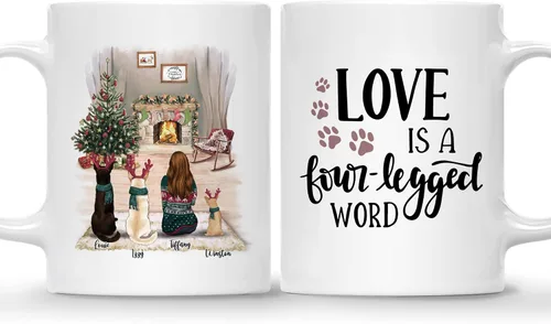 Miniatura 22 de Gossby Taza de café de Navidad personalizada con diseño de perro y mamá, regalo de Navidad personalizado para mujeres con nombre, taza de cerámica