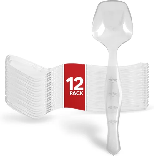 12 unidades de utensilios de plástico transparente para catering, bodas, vacaciones, buffet y uso en fiestas – Stock Your Home