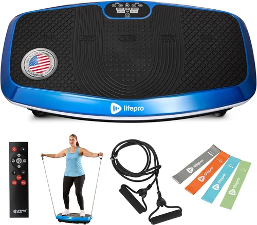 Miniatura 8 de Lifepro 3D Vibration Plate Exercise Machine — Dual Motor, 99 Speeds & 8 Presets Turbo/Hovert Vibration Platform Machine with Resistance Bands — Negro