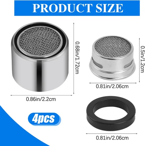 Miniatura 2 de 4 piezas de filtro de fregadero de baño aireador de grifo de cocina con carcasa de latón rosca hembra 55/64 pulgadas aireador para fregadero filtro
