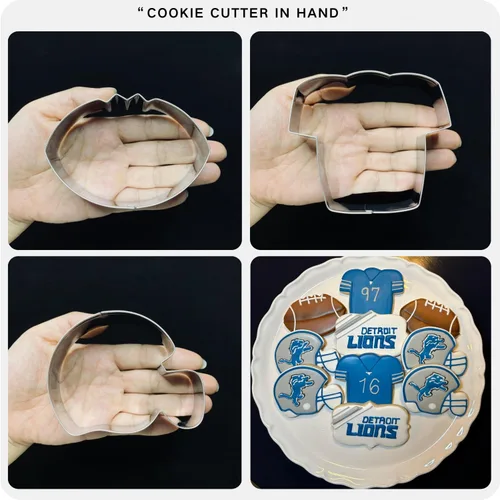 Miniatura 8 de LUBTOSMN Juego de 3 cortadores de galletas de fútbol, 3.5 pulgadas, casco de fútbol americano y camiseta Fondant Biscui Cutters