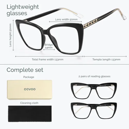 Miniatura 3 de CCVOO Gafas de lectura de moda para mujeres, lectores de luz azul de gran tamaño, gafas para presbicia, elegantes gafas cuadradas de ojo de gato