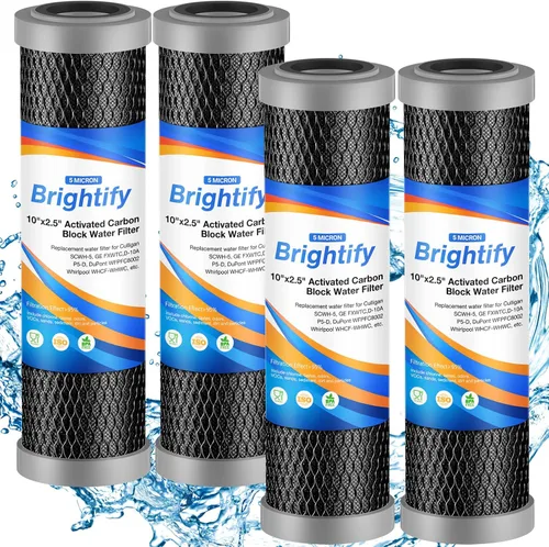 Brightify Filtro de agua de carbono de 10 x 2.5 pulgadas, 5 micrones, cartucho de filtro de agua CTO para toda la casa compatible con Culligan