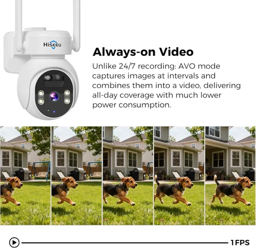 Miniatura 5 de Hiseeu - Cámara de seguridad celular 4G LTE con energía solar, cámara de seguridad inalámbrica para exteriores sin WiFi, 24/7, detección de blanco-1