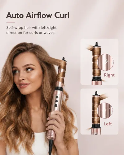 Miniatura 4 de Brightup Air Styler 5 en 1, cepillo secador de pelo de alta velocidad de 1400 W, rizador de pelo automático profesional con botón de disparo frío