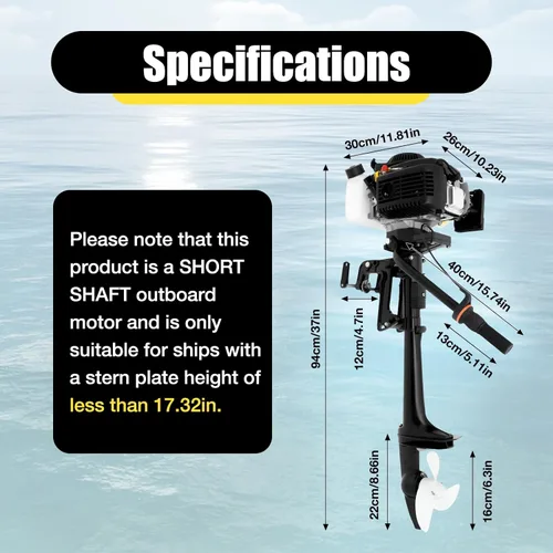 Miniatura 7 de HANGKAI - Motor fuera de borda de 4 HP de 4 tiempos 52CC, motor de barco de pesca resistente con sistema de refrigeración por aire, sistema CDI 4HP