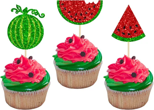 Miniatura 11 de 24 piezas de decoración de cupcakes con purpurina de fresa Oh Baby con temática de frutas, baby shower, para revelación de género, baby shower, D
