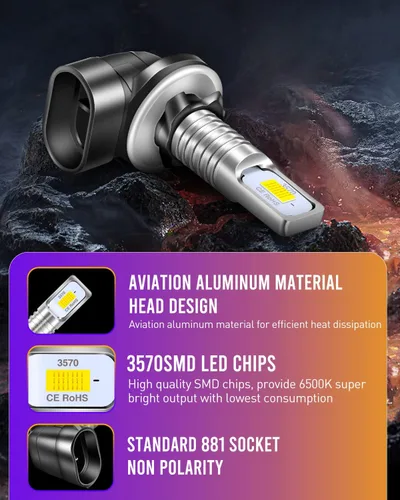 Miniatura 2 de Bombilla LED antiniebla 881, 6500 K, xenón blanco, extremadamente brillante, 886 889 894 898, repuesto para luces antiniebla, paquete de 2 Blanco