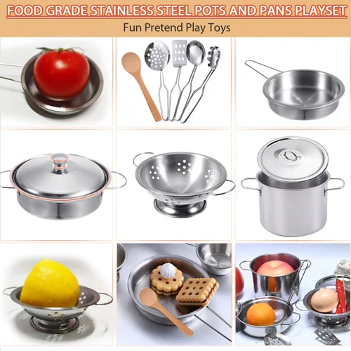 Miniatura 2 de Mini ollas y sartenes de juguete para niños, juego de cocina de simulación, utensilios de cocina, juguetes de cocina, mini utensilios de cocina