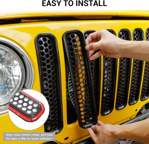 Miniatura 6 de JeCar para Jeep TJ Grill Inserts, Insertos de rejilla de malla para Jeep Wrangler TJ 1997-2006 (negro)