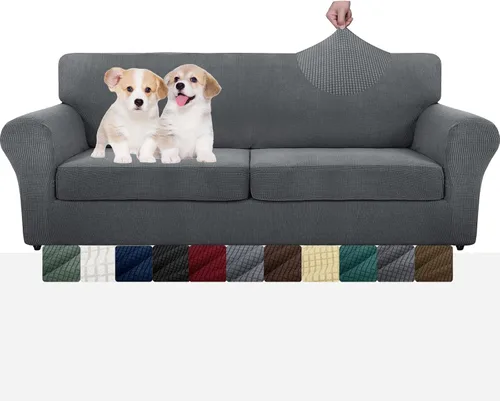 Miniatura 18 de MAXIJIN Fundas para sillas de 2 piezas con brazos, súper elásticas, para sala de estar, perros, a prueba de mascotas, protector de sofá ajustable