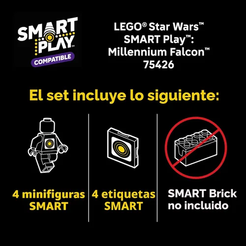 Miniatura 2 de LEGO Star Wars SMART Play: Millennium Falcon Starship Building Toy para niños, juego compatible con 4 etiquetas inteligentes y 4 minifiguras, regalo