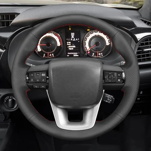 Miniatura 2 de Loncky - Fundas de volante personalizadas de fibra de carbono PU cosidas a mano para Toyota Fortuner 2015-2021/Toyota Hilux 2015-2021, accesorios
