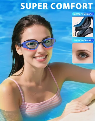 Miniatura 4 de Gafas de Natación, Gafas de Natación Unisex para Adultos Anti Niebla Anti UV Sin Fugas Visión Amplia para Hombres Mujeres Jóvenes