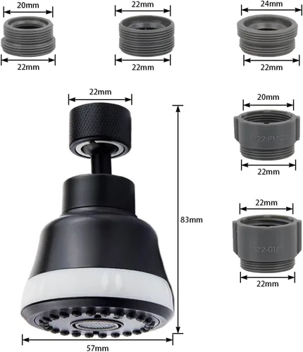 Miniatura 4 de Accesorio rociador de grifo aireador, reemplazo de la cabeza del grifo de cocina con 4 modos de pulverización, extensor de grifo giratorio de 360°