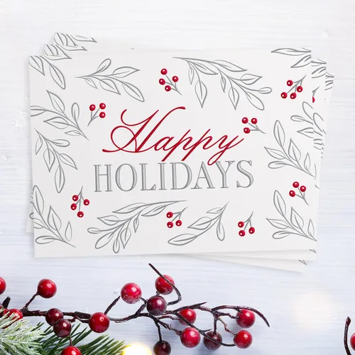 Miniatura 4 de Masterpiece - Tarjetas navideñas plateadas y rojas, juego de 15 tarjetas de Navidad en caja con detalles de aluminio y sobres a juego, tarjetas