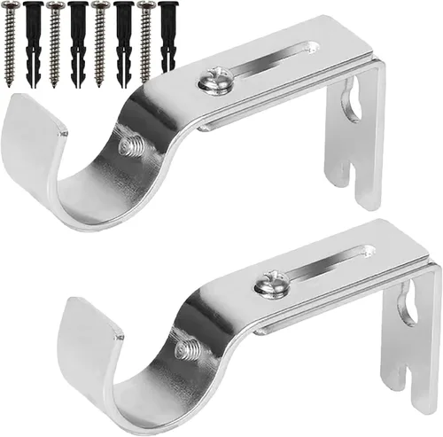Miniatura 14 de Soportes de barra de cortina de alta calidad, paquete de 2 soportes de pared ajustables, soportes para barra de cortina para barra de 1 pulgada Negro