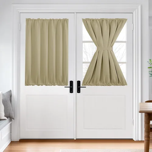 Miniatura 24 de Cortina térmica para puerta con bolsillo para barra, opacas, tratamiento de ventanas con ojales y ojales Deconovo 1 panel